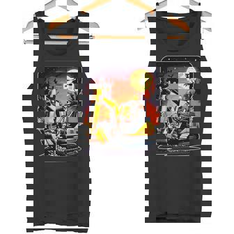 Skeleton Driving Excavator Halloween Horror Costume Driver Tank Top | Mazezy