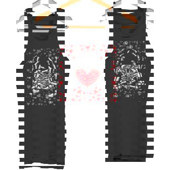 Skeleton Hand Heart Valentines Day Bones Love Tank Top | Mazezy