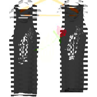 Skeleton Hand Holding Rose Valentine Art Tank Top Tank Top | Mazezy