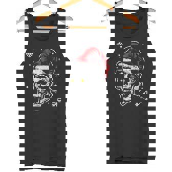 Skeleton Skull Santa Hat Graphic Horror Gothic Christmas Tank Top | Mazezy