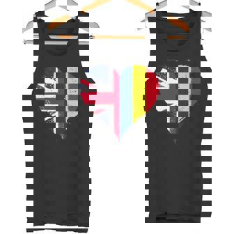 Small Romania UK Flag Union Jack For Proud British Romanian Tank Top | Mazezy