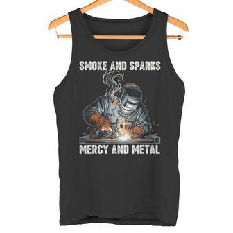 Smoke And Sparks Mercy And Metal Christian Welder Tank Top | Mazezy