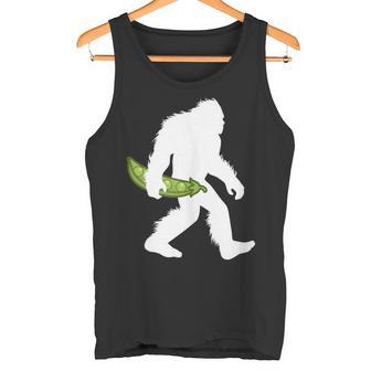 Snap Pea Bigfoot Holding Pod Vegetable Sasquatch Tank Top Tank Top - Monsterry