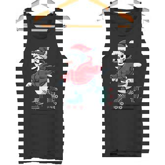 Snowman Roller Skating Christmas Santa Hat Xmas Pajama Tank Top | Mazezy