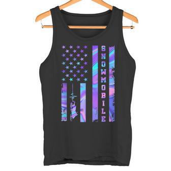 Snowmobile Sled Flag Heartbeat Colorful Winter Adventure Tank Top Tank Top | Mazezy