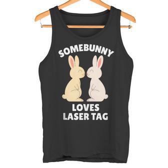 Somebunny Loves Laser Tag Cute Easter Bunny Player Tank Top Tank Top | Mazezy