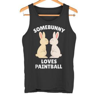 Somebunny Loves Paintball Cute Easter Bunny Paintball Player Tank Top Tank Top | Mazezy