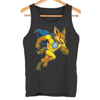 South Dakota Super Hero Coyote With Flag Cape Tank Top | Mazezy
