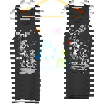 Space Astronaut Walking Alien Dog Planet Tank Top | Mazezy