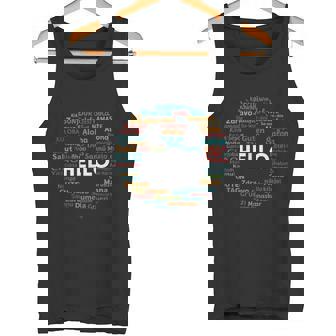 Start With Hello Different World Language Learning Teacher Tank Top Tank Top | Mazezy