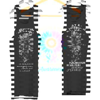 Suicide Prevention Awareness Wear Teal And Purple Butterfly Tank Top | Mazezy