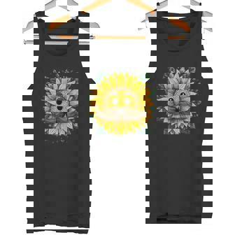 Sunflower Costume With Mustache Beard Tank Top | Mazezy