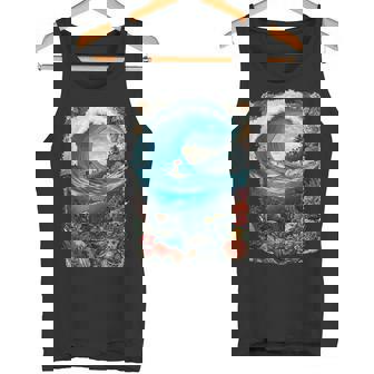 Surfer Wave Tropical Ocean Palm Horizon Beach Hawaii Tank Top Tank Top | Mazezy