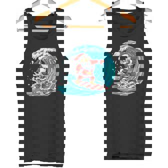 Surfing Santa Summer Christmas Beach On Waves Xmas Tank Top | Mazezy
