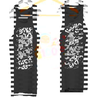 I Survived 100 Days Of School Cafeteria Chaos Space Rocket Tank Top | Mazezy