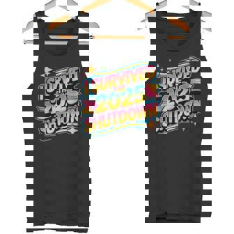 I Survived The 2025 Shutdown Groovy Government Employee Joke Tank Top | Mazezy