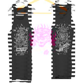 Sweet But Psycho Pastel Tiger Retro Tattoo Style Graphic Tank Top | Mazezy
