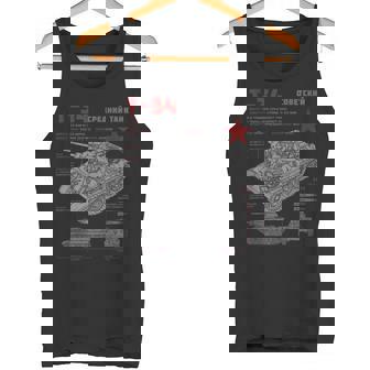 T-34 Soviet Tank World War 2 History Technical Drawing Tank Top Tank Top | Mazezy