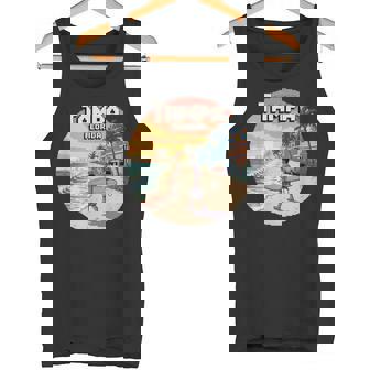 Tampa Florida Beach Pixel Art Surfer Walks Shoreline Tank Top | Mazezy