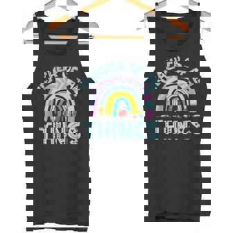 Teacher Of All Things Rainbow Pencil Apple Back To School Tank Top | Mazezy