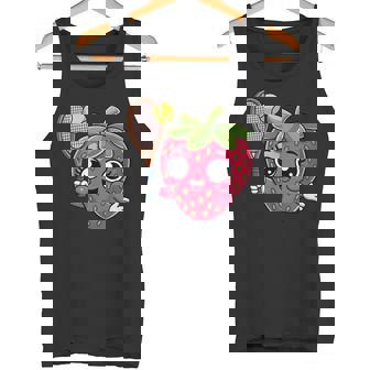 Tennis Strawberry Kawaii Cartoon With Racket And Ball Tank Top | Mazezy