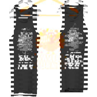 Thanksgiving Eat Pizza Save a Turkey Vegan Vegetarian Tank Top | Mazezy