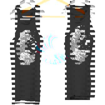 Transgender Pride LGBTQ Trans Flag Japanese Wave LGBT Tank Top | Mazezy