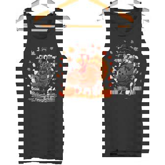 Turkey Autumn Fall Thanksgiving Bowling Lovers Tank Top | Mazezy