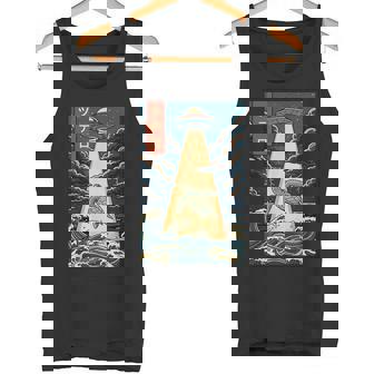 UFO Sea Turtle Vintage Japanese Alien Abduction Tank Top | Mazezy
