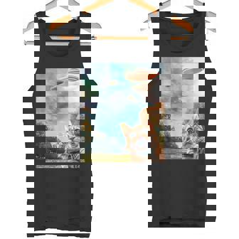 Ufo付き猫セルフィー タンクトップ - Kawaiitshirt