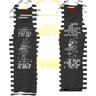 Never Underestimate An Old Man With A Piano Tank Top Tank Top | Mazezy