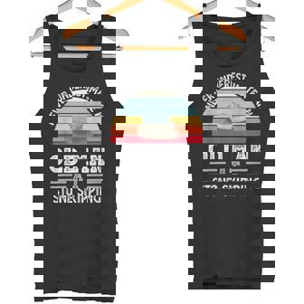 Never Underestimate An Old Man At Stone Skipping Fathers Day Tank Top | Mazezy