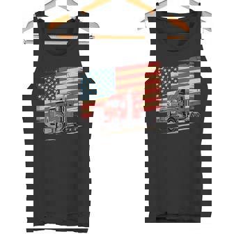 US American Flag Semi Truck Driver 18 Wheeler Trucker Tank Top | Mazezy