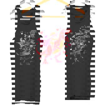 Valentines Day Raccoon Riding T Rex Dinosaur Tank Top | Mazezy