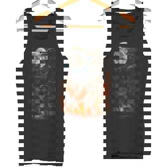 Velociraptor Pack Full Moon Dinosaur Night Scene Tank Top Tank Top | Mazezy