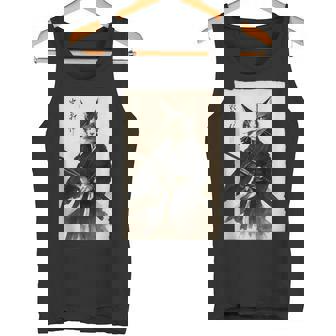 Vintage Cat Warrior Graphic For Japanese Animation & Comics Tank Top Tank Top | Mazezy