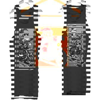 Vintage Christmas Biker Santa Claus For Motorcycle Lovers Tank Top | Mazezy