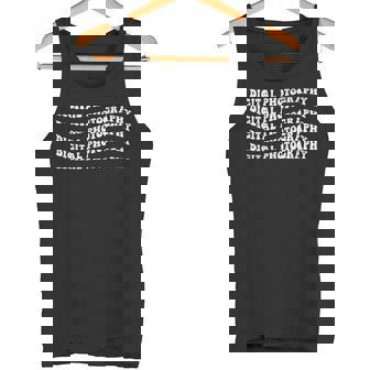 Vintage Digital Photography Retro Wavy Text Tank Top | Mazezy