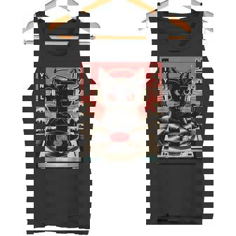 Vintage Gato Japonés Con Auriculares Girando Discos Deinilo Camiseta sin mangas - Regaloses