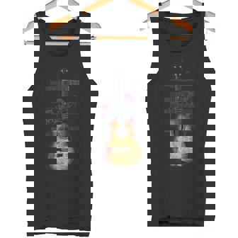 Vintage Guitar Player Roses Music Lover Retro Graphic Tank Top | Mazezy