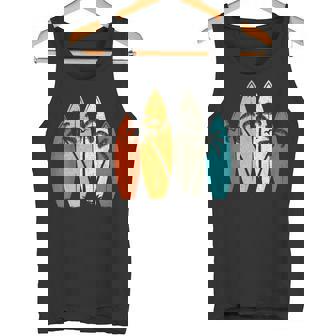 Vintage Surfboard Beach Surf Surfer Wave Surfing Graphic Tank Top | Mazezy