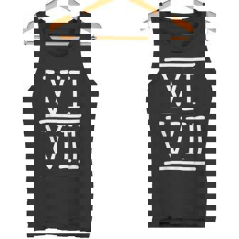 VI VII 67 Roman Numerals Meme Hand Writing Gen Alpha Tank Top | Mazezy