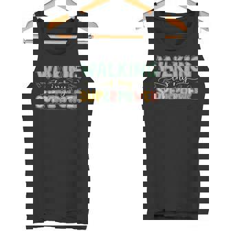 Walking Is My Superpower Minimalist Fitness Statement Quote Tank Top | Mazezy