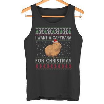 All I Want For Christmas Is A Capybara Ugly Sweater Tank Top | Mazezy
