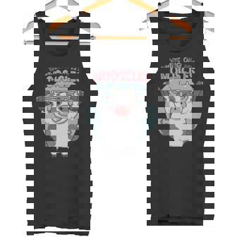 Working On My Mooscles Cute Cow Weightlifting Gym Humor Tank Top | Mazezy