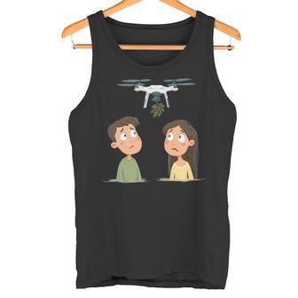 Xmas Mistletoe With Drone Costume For Adults And Kids Tank Top Tank Top | Mazezy