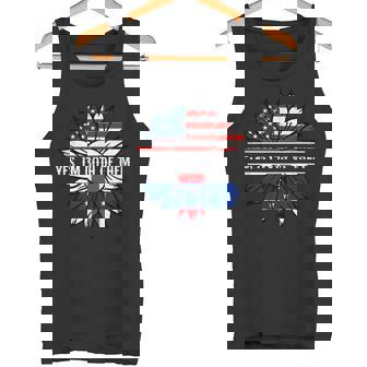 Yes I'm Both Of Them Netherlands Antilles USA America Flag Tank Top | Mazezy