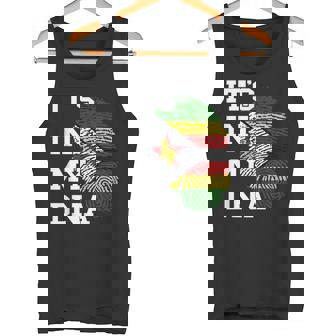 Zimbabwe Flag It's In My DNA Thumbmark Zimbabwean Roots Tank Top | Mazezy