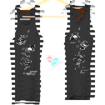 【ピカソ風】顔 男女 キス モダンフェイス（パロディ）【ピカウソ】キュビズム 80年代風 面白い アート 長袖tシャツ タンクトップ - Kawaiitshirt