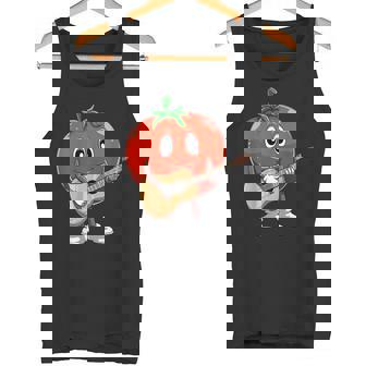 おもしろギタリスト トマト 演奏 ギター ミュージシャン トマト ギター タンクトップ - Kawaiitshirt